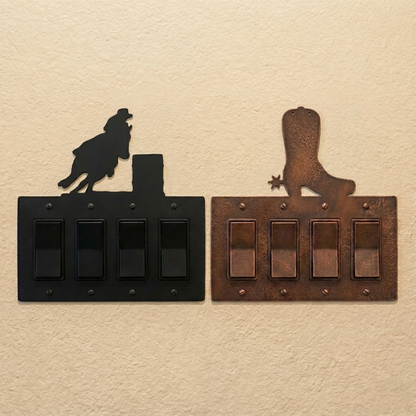 Metal rocker switch covers, quad size, in Black Hammertone and Coppervein – AllwayzMags