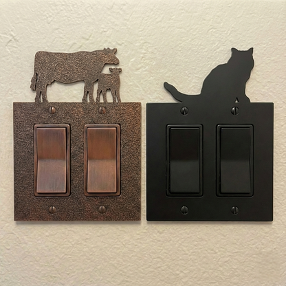 Metal rocker switch covers, double size, in Black Hammertone and Coppervein – AllwayzMags