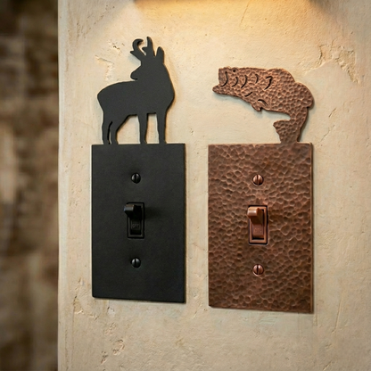 Metal light switch covers, single size, in Black Hammertone and Coppervein – AllwayzMags