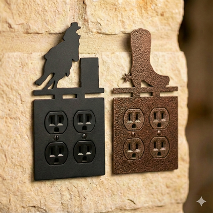 Metal double outlet covers in Black Hammertone and Coppervein – AllwayzMags