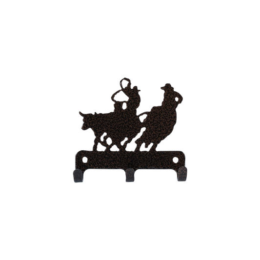 Team Roping Key Holder Triple - Textured Black Steel - Coppervein, hand-made steel by Allwayz Mags