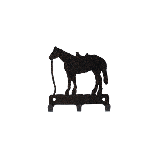 Saddled Horse Key Holder Triple - Textured Black Steel - Coppervein, hand-made steel by Allwayz Mags