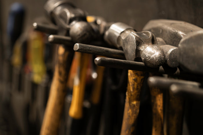 Row of hammers in the fabrication shop