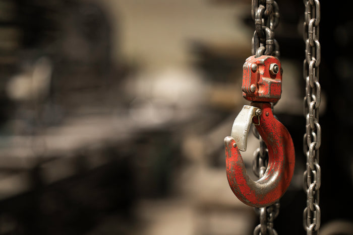 Chain hoist hook in the shop