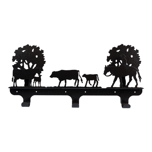 Cattle Drive Triple Wall Hook - Textured Black Steel - Coppervein, hand-made steel by Allwayz Mags