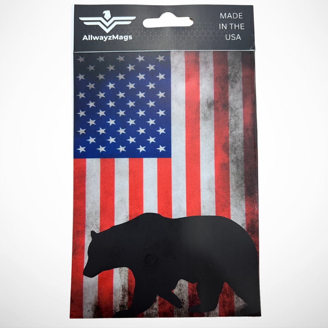 Bear Silhouette US Flag - Vinyl Decal