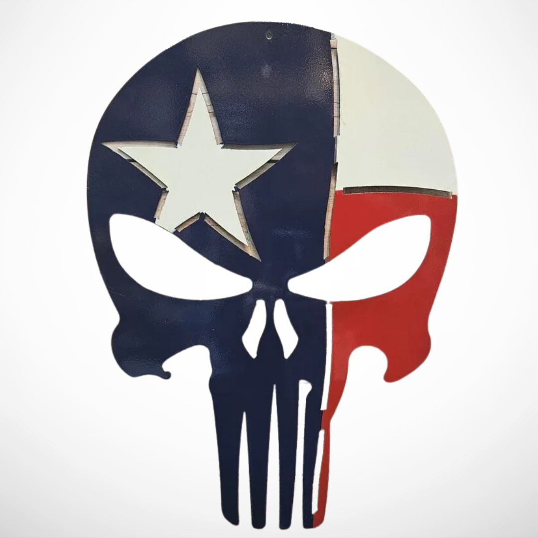 Punisher Skull - Texas Metal Sign – 14" X 20"