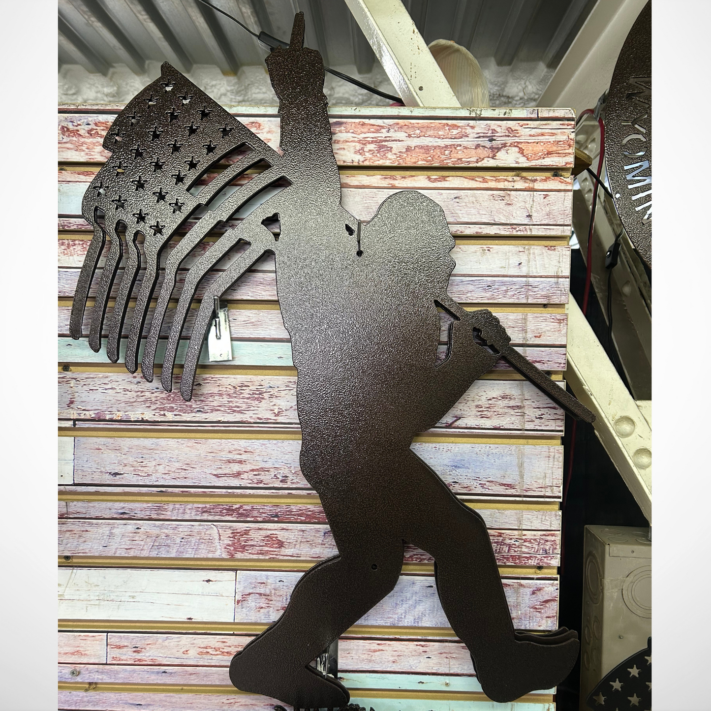 Sasquatch Middle Finger Flag - 23" X 30" Metal Wall Art