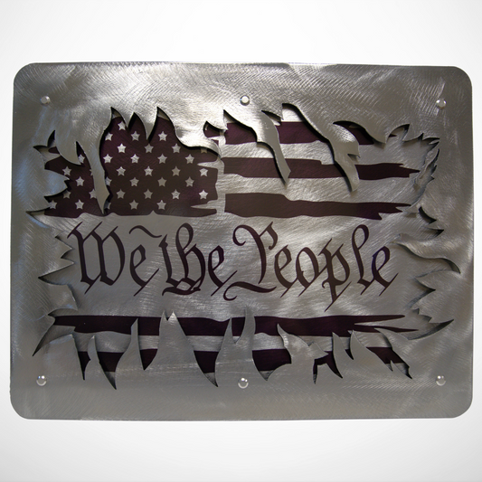 "We The People" Torn Flag Metal Sign - 20" X 15"