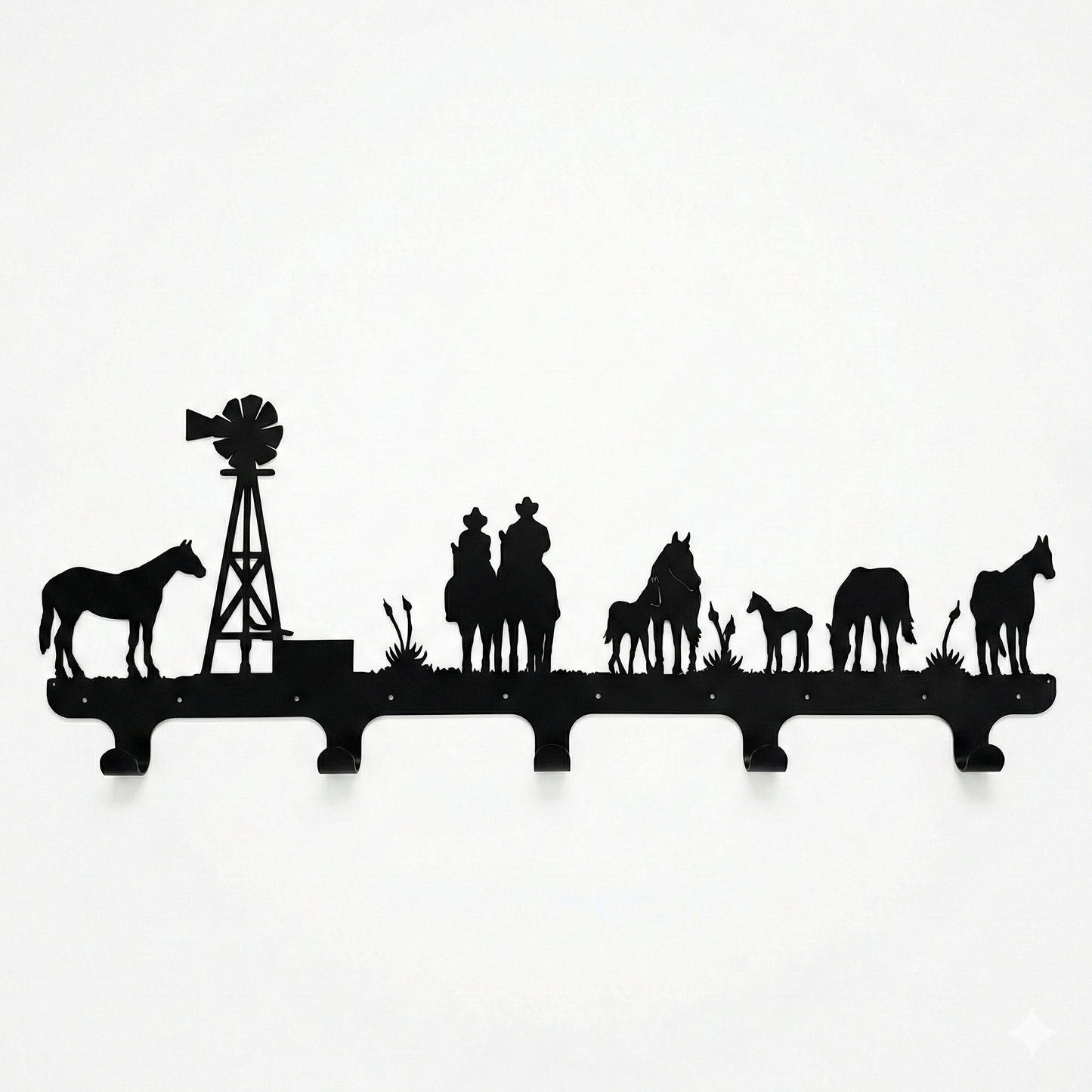 Five Hook Coat Rack - Rolled Metal Hook