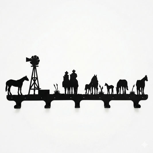 Five Hook Coat Rack - Rolled Metal Hook