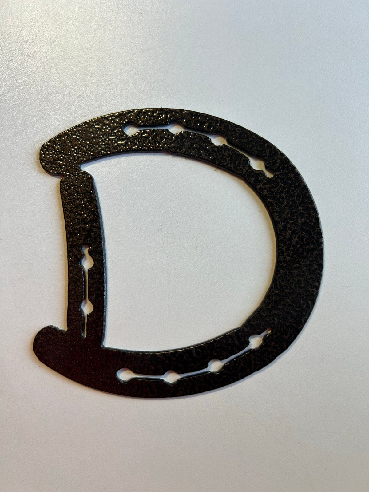 Horseshoe Letter D – finished plasma-cut steel