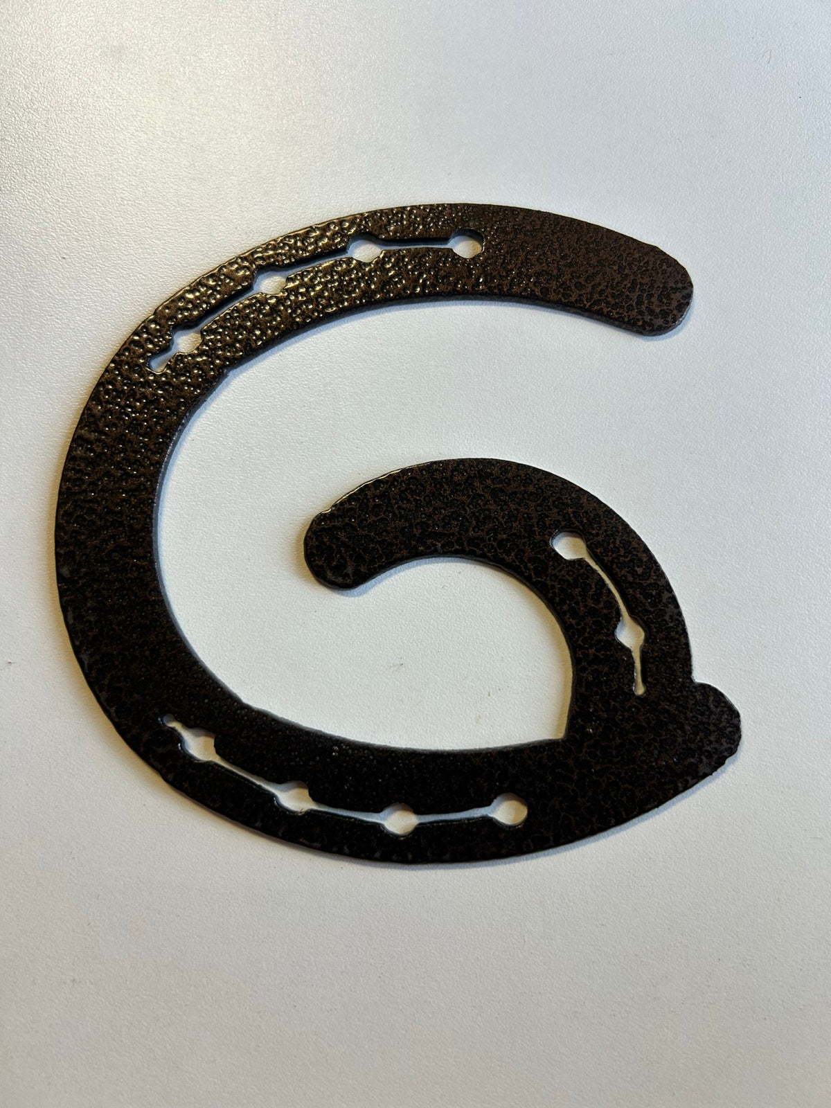 Horseshoe Letter G – finished plasma-cut steel