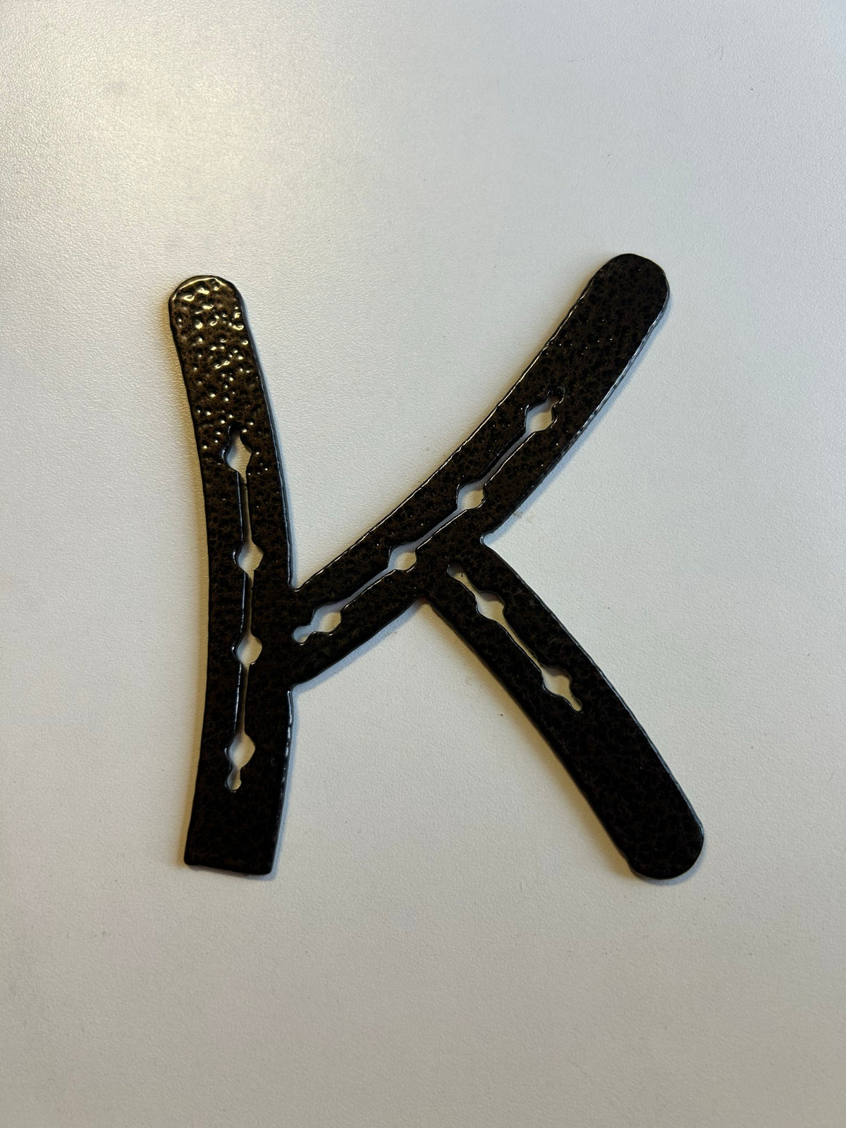Horseshoe Letter K – finished plasma-cut steel