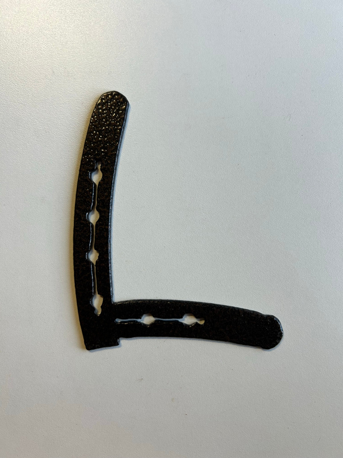 Horseshoe Letter L – finished plasma-cut steel