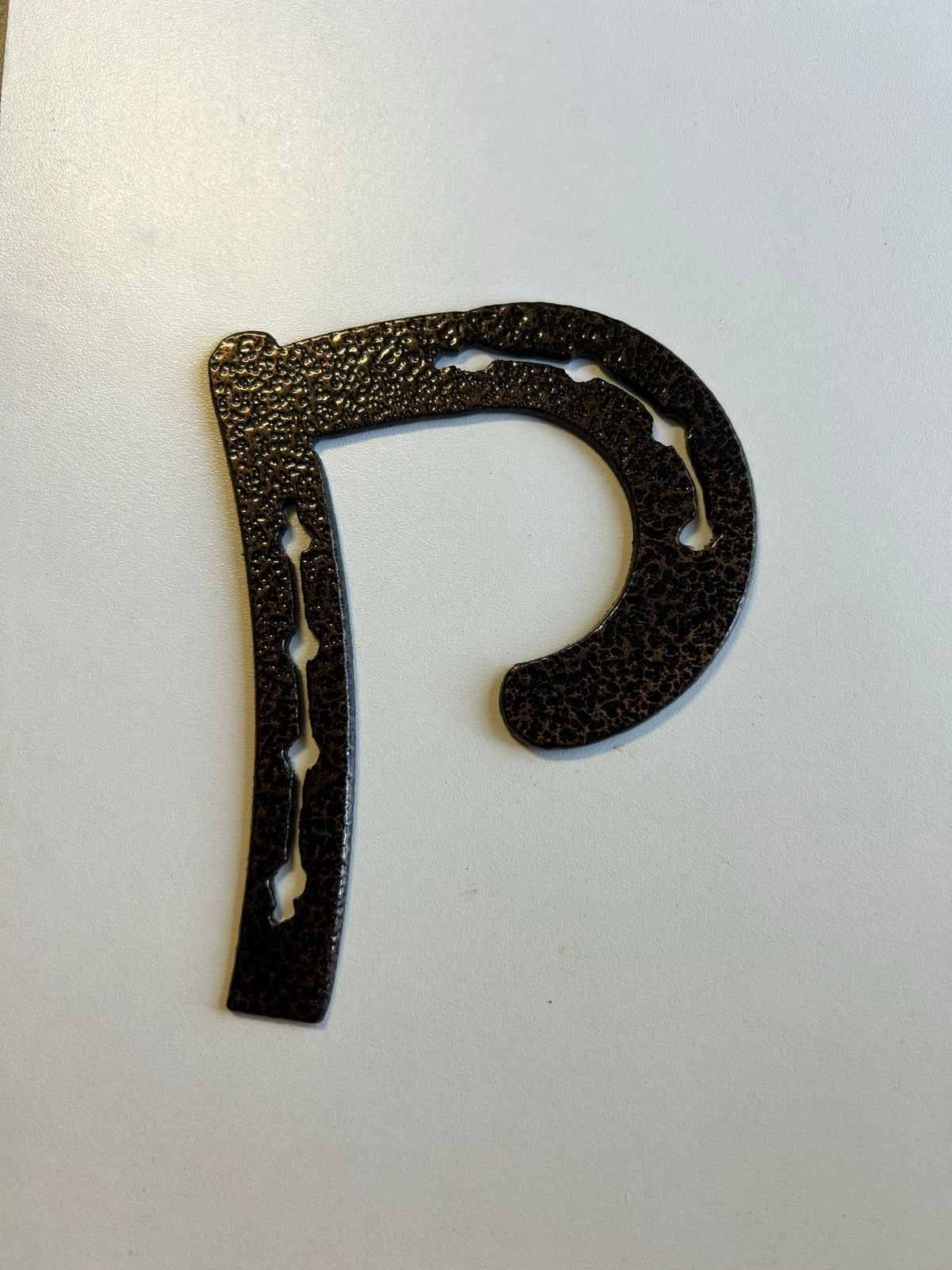 Horseshoe Letter P – finished plasma-cut steel