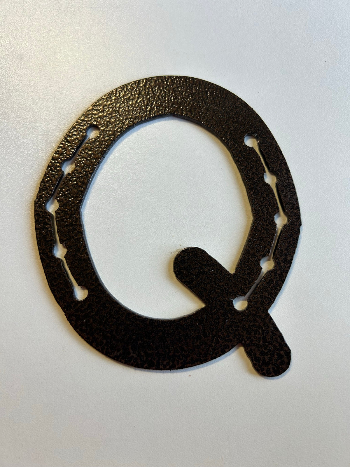 Horseshoe Letter Q – finished plasma-cut steel