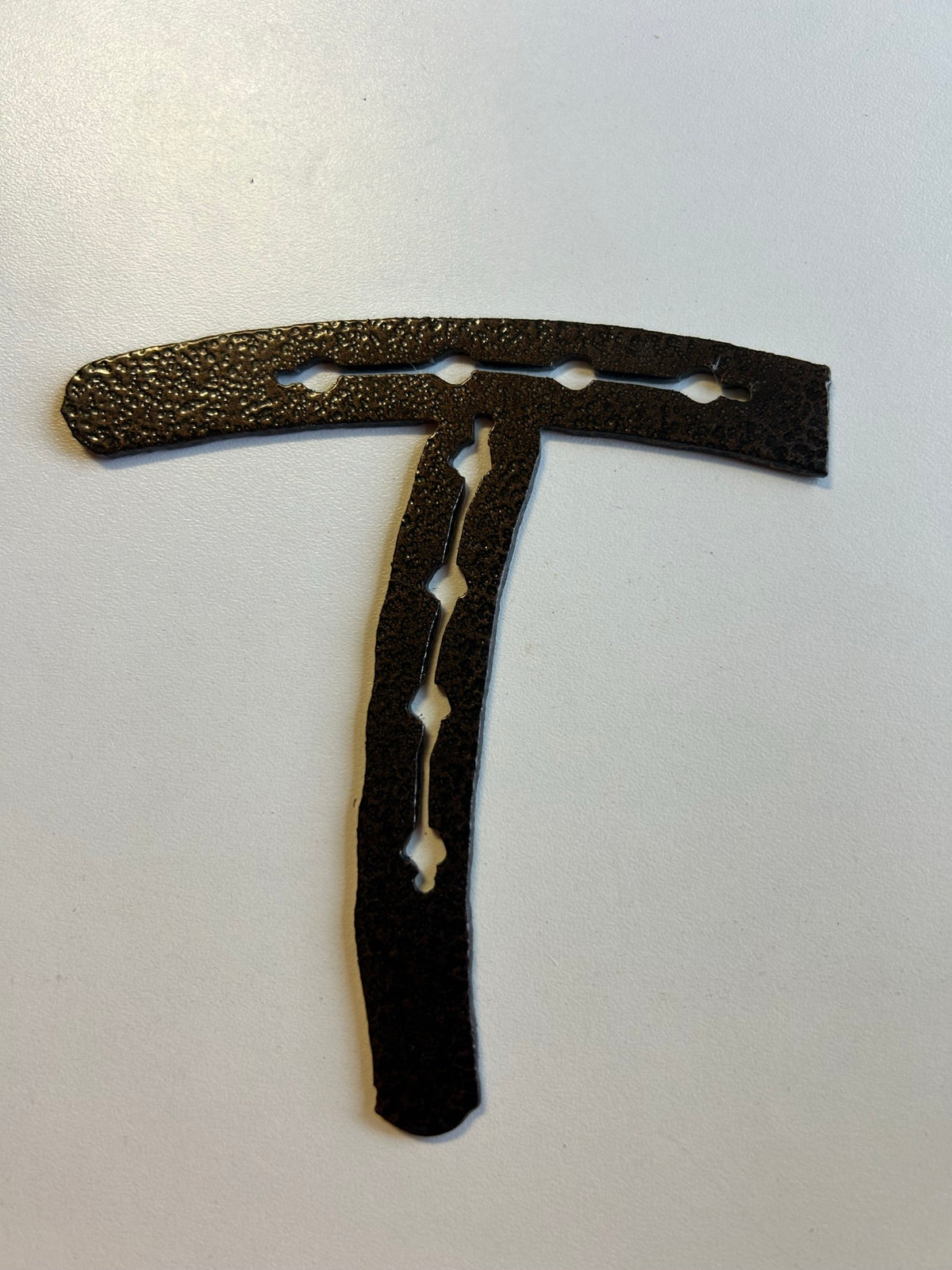 Horseshoe Letter T – finished plasma-cut steel