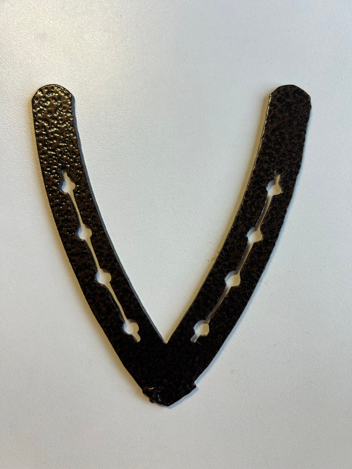 Horseshoe Letter V – finished plasma-cut steel