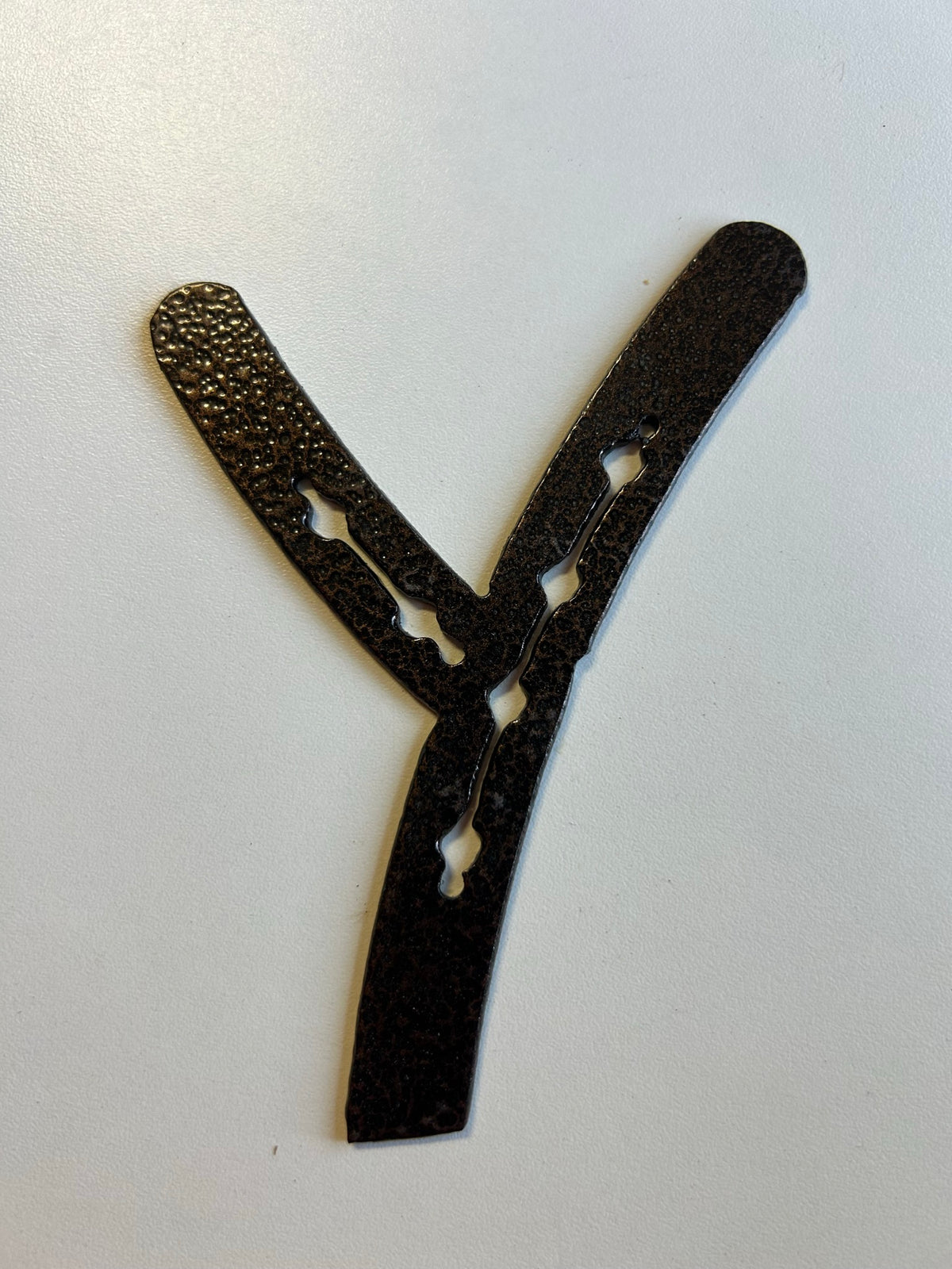Horseshoe Letter Y – finished plasma-cut steel