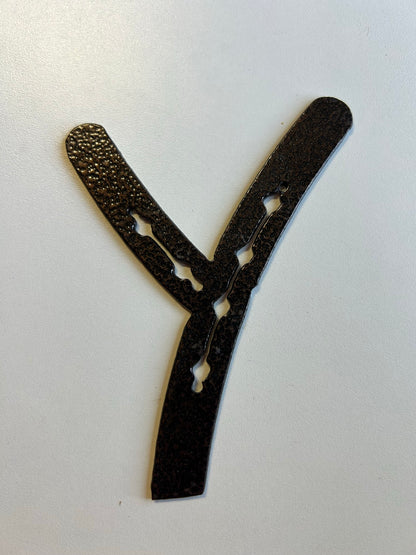 Horseshoe Letter Y – finished plasma-cut steel