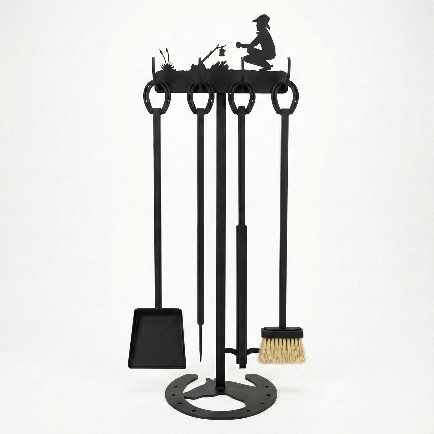 Fireplace Tools Horse and Horseshoe Base Top Scene
