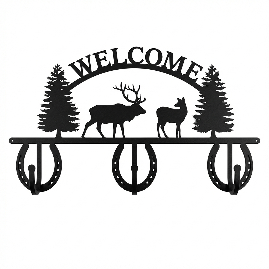 Three Hook Coat Rack - Horseshoe Style Hook