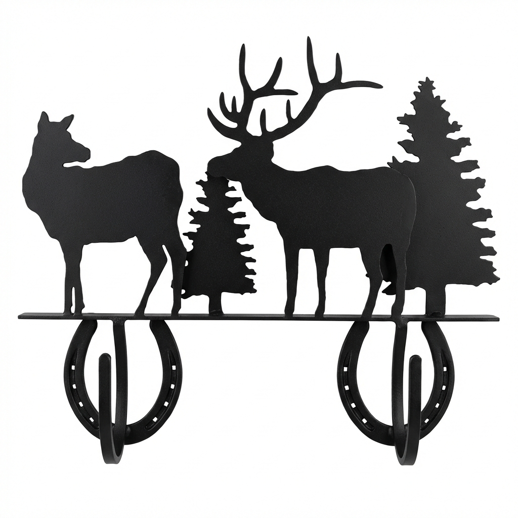 Two Hook Coat Rack - Rolled Metal Hook