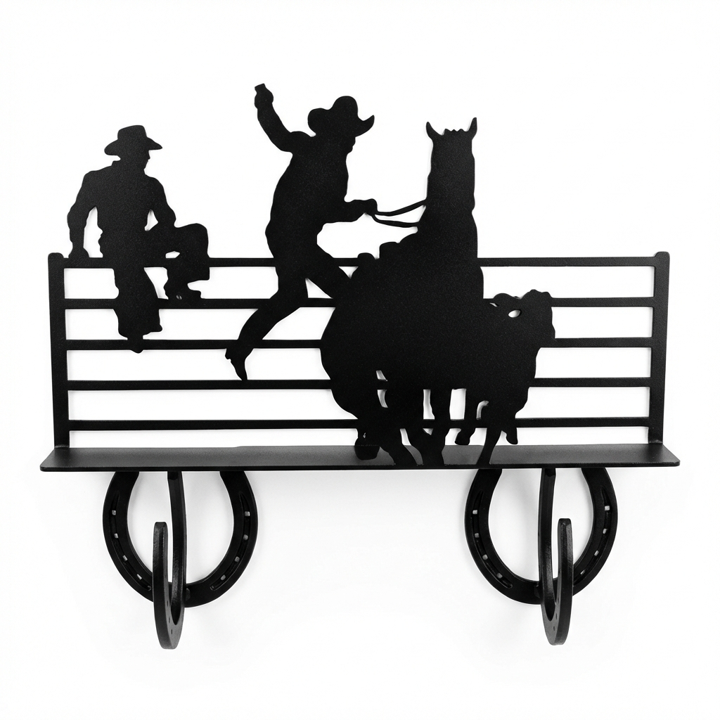 Two Hook Coat Rack - Rolled Metal Hook