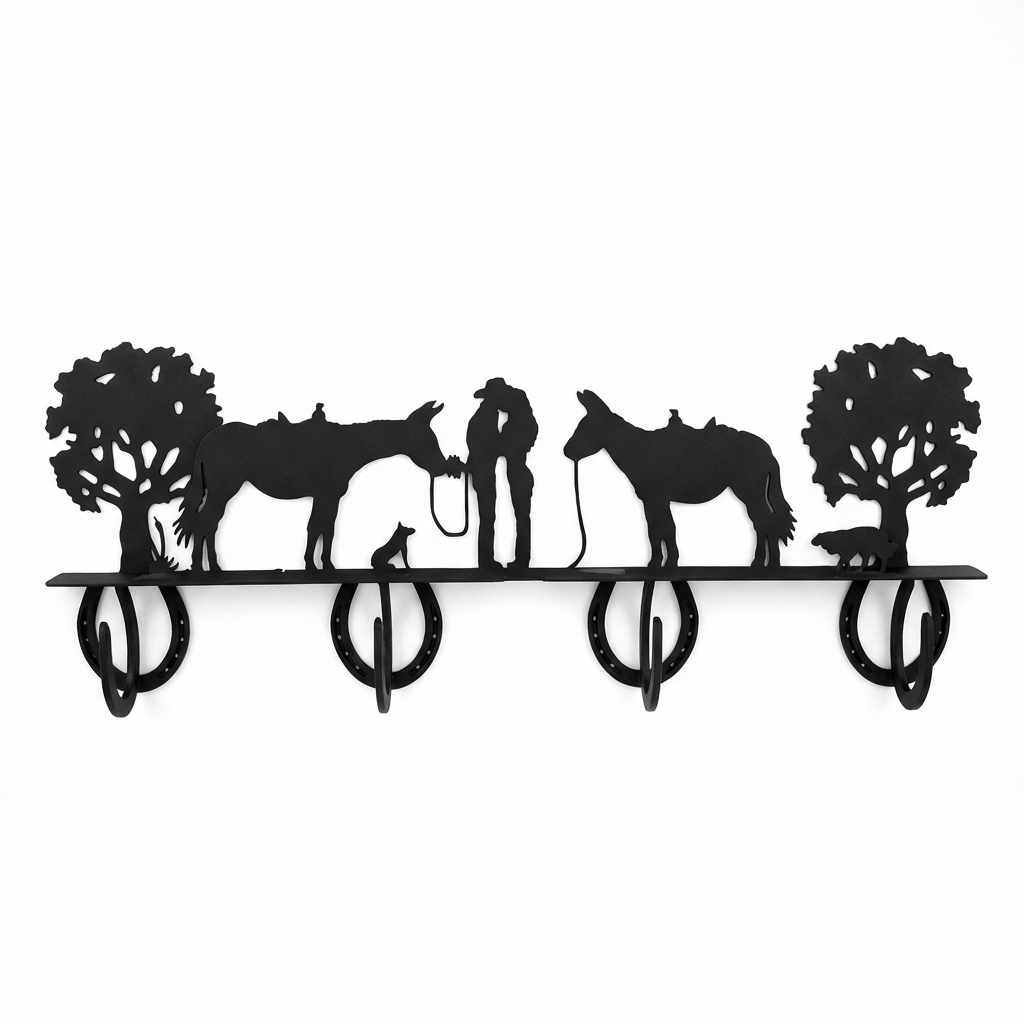 Four Hook Coat Rack - Rolled Metal Hook