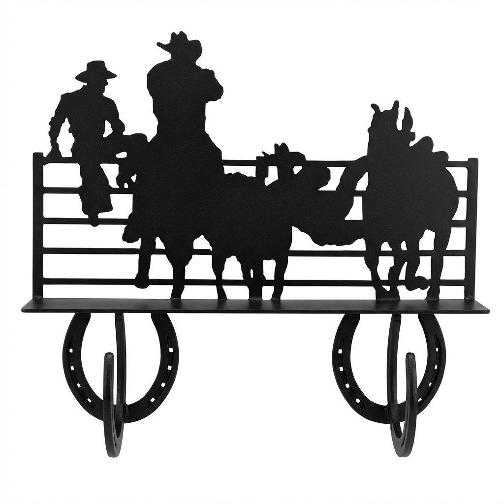 Two Hook Coat Rack - Rolled Metal Hook