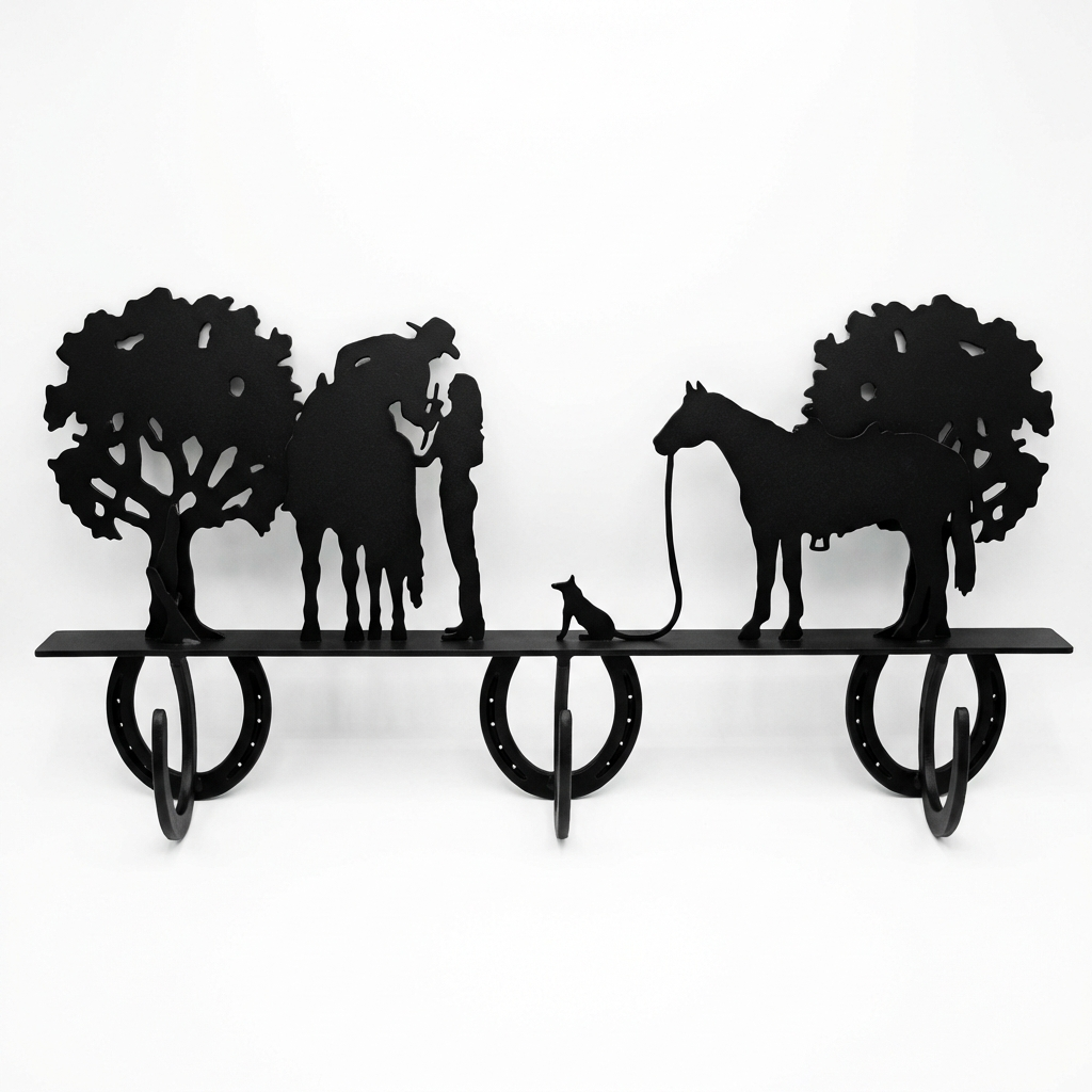 Three Hook Coat Rack - Rolled Metal Hook
