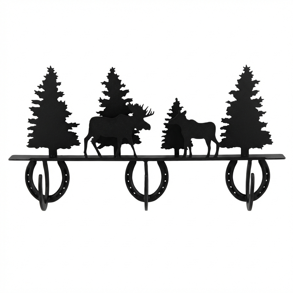 Three Hook Coat Rack - Rolled Metal Hook