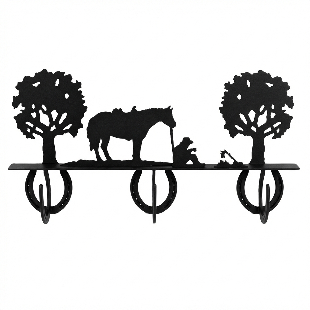 Three Hook Coat Rack - Rolled Metal Hook