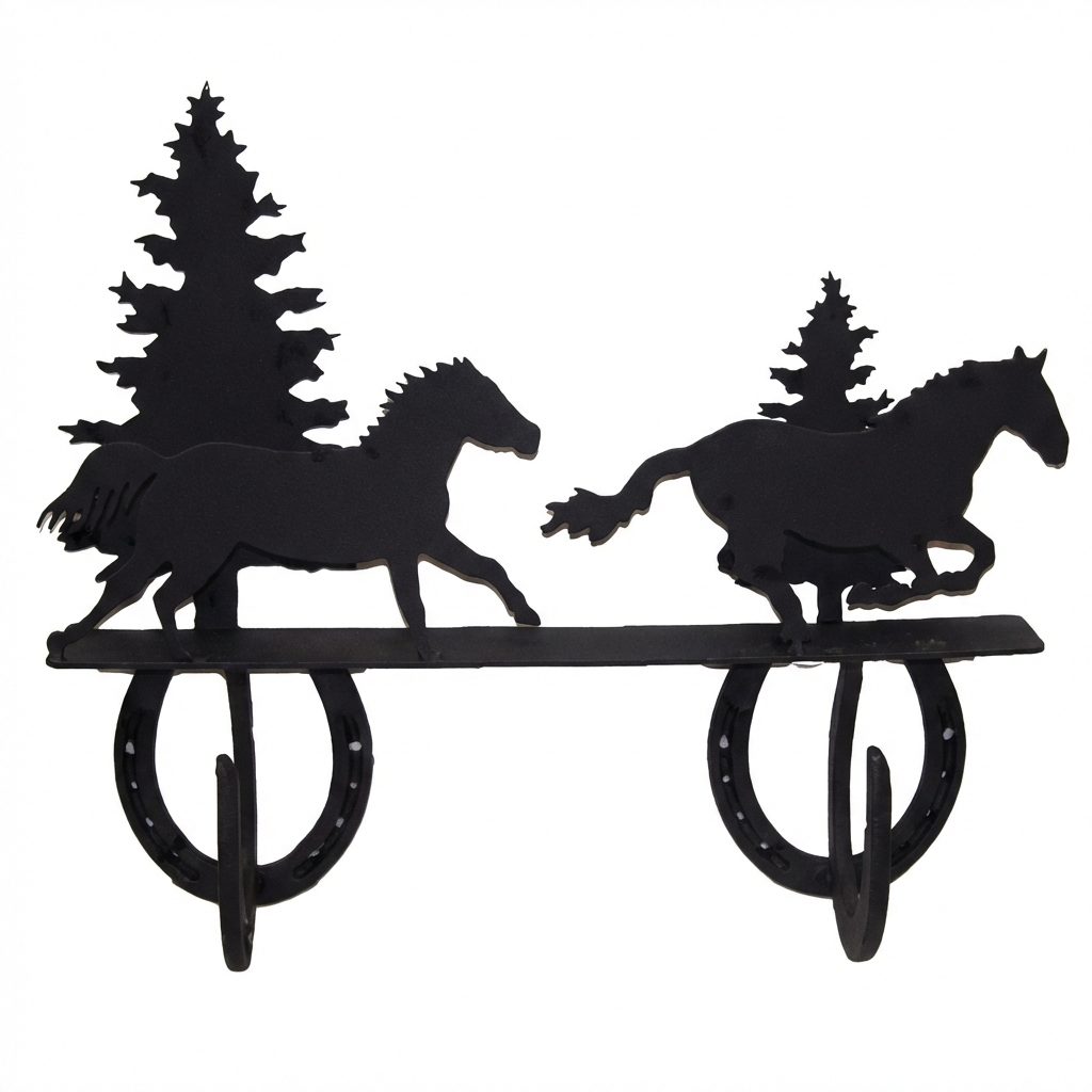 Two Hook Coat Rack - Rolled Metal Hook