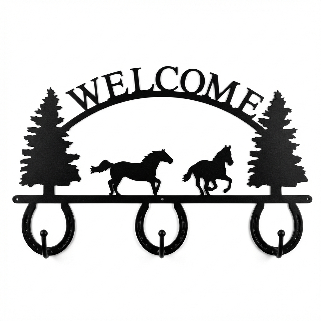 Three Hook Coat Rack - Rolled Metal Hook