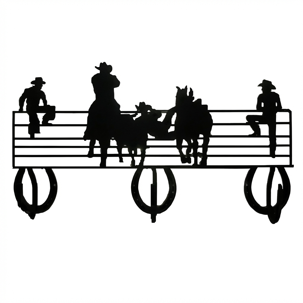 Three Hook Coat Rack - Rolled Metal Hook