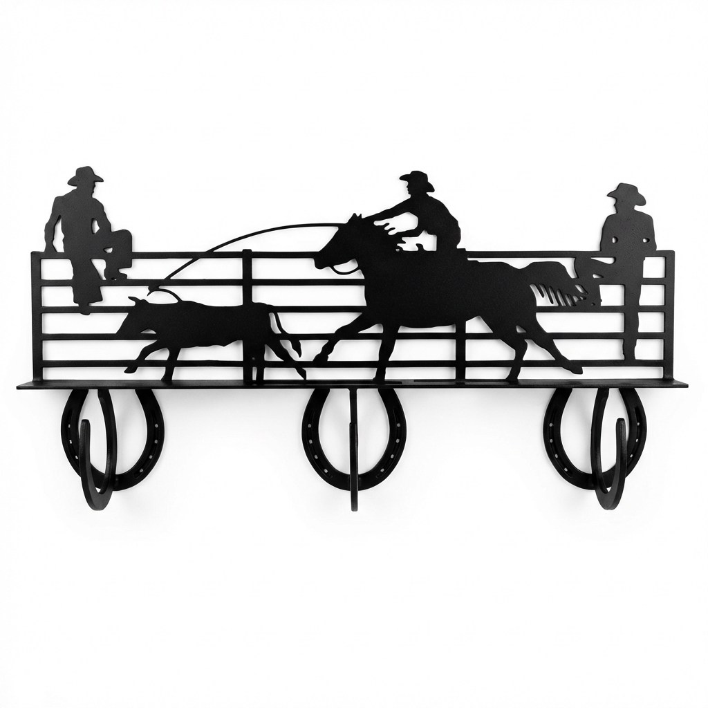 Three Hook Coat Rack - Rolled Metal Hook