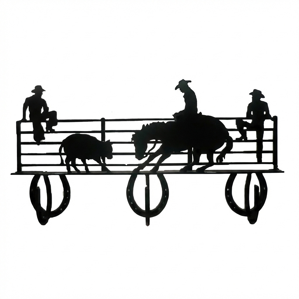 Three Hook Coat Rack - Rolled Metal Hook