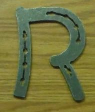 Horseshoe Letter R – unfinished plasma-cut steel