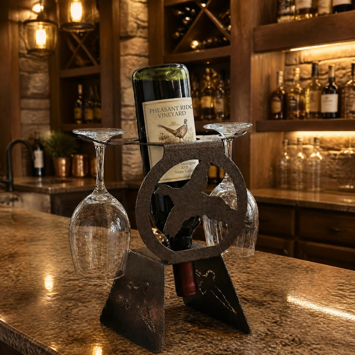 Wine Rack with 2 Glass Holders – Wyoming Life