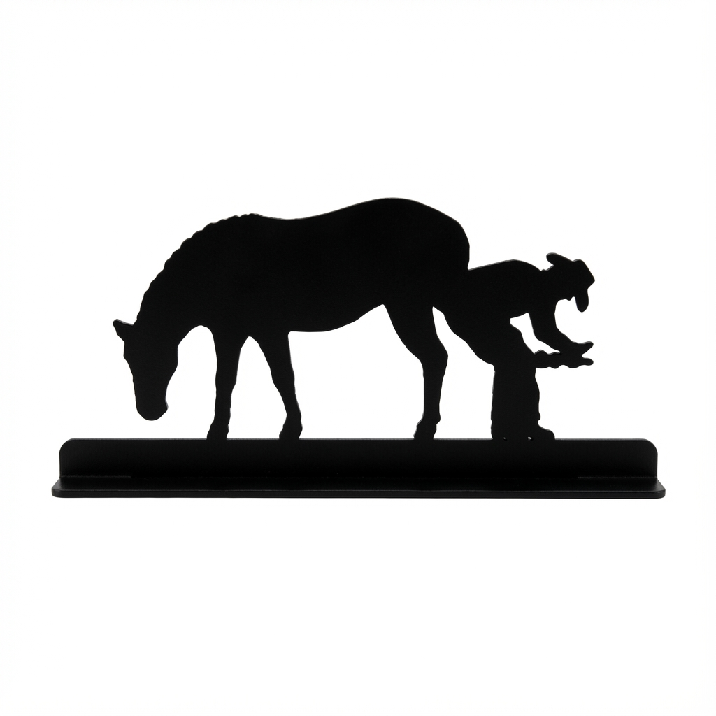 Fireplace Tools Horse and Horseshoe Base Top Scene