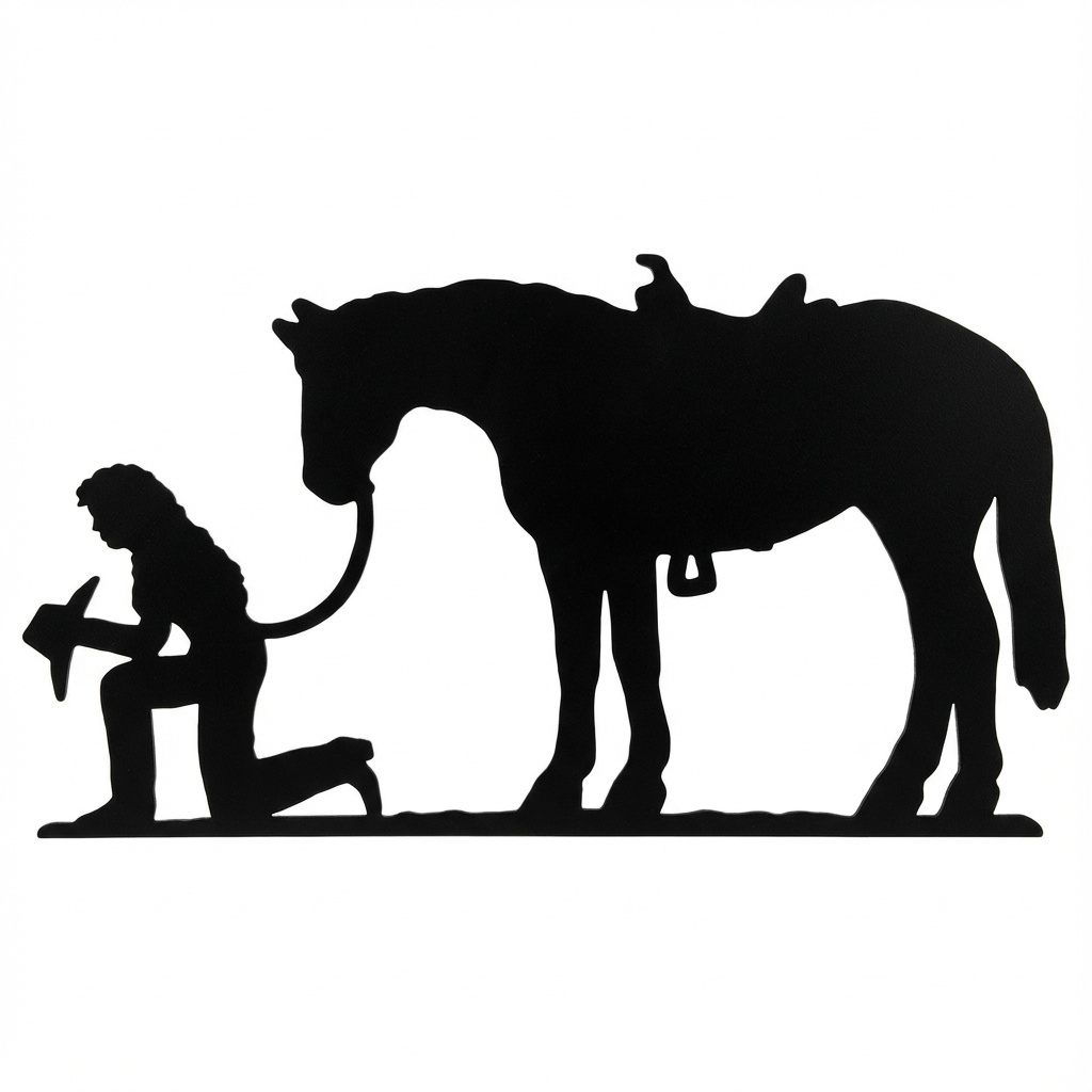 Fireplace Tools Horse and Horseshoe Base Top Scene