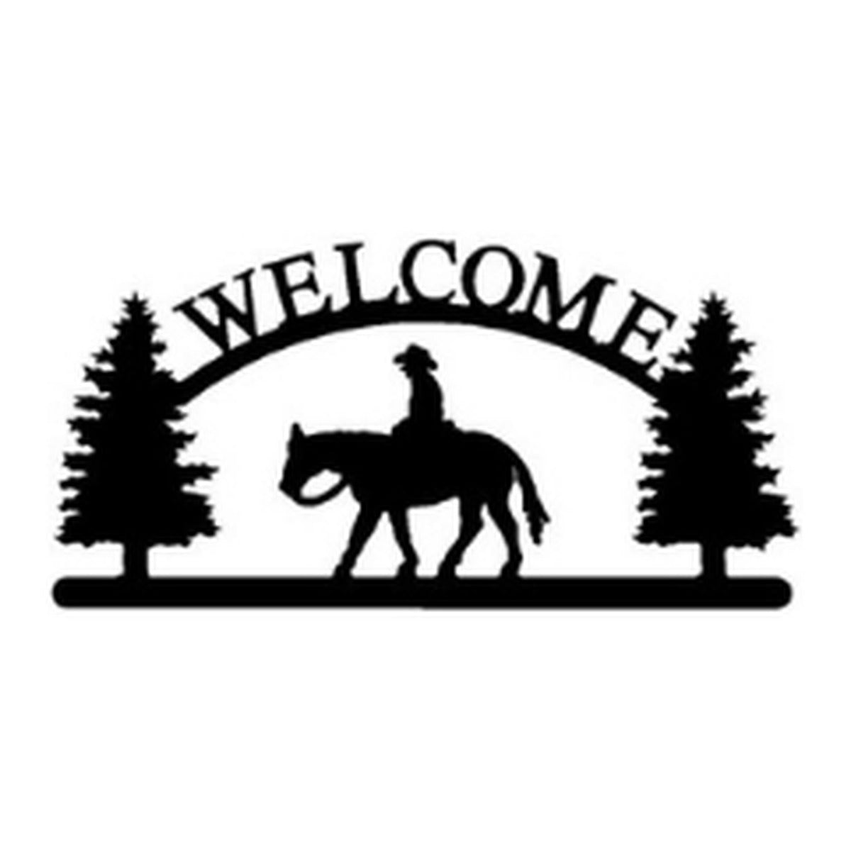 Trail Rider – Welcome Sign with Scene, Pine Trees