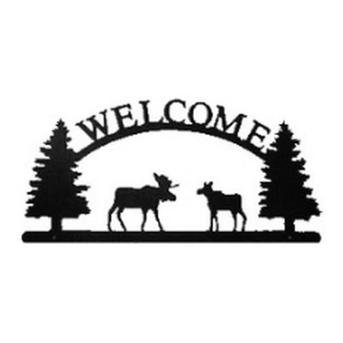 Moose & Calf – Welcome Sign with Scene, Pine Trees