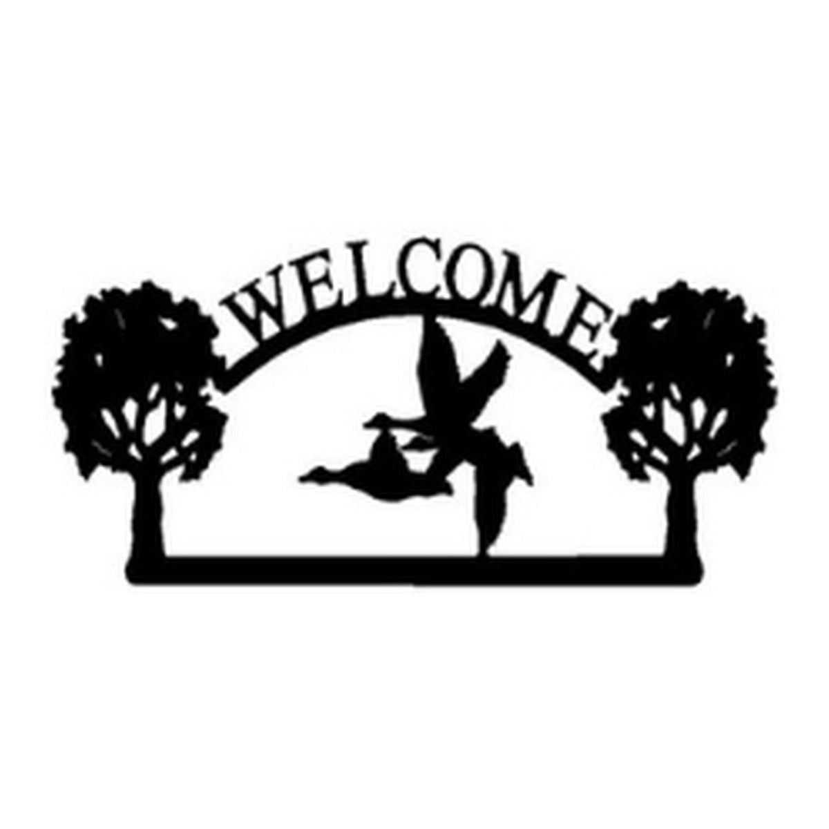 Flying Ducks – Welcome Sign with Scene, Oak Trees