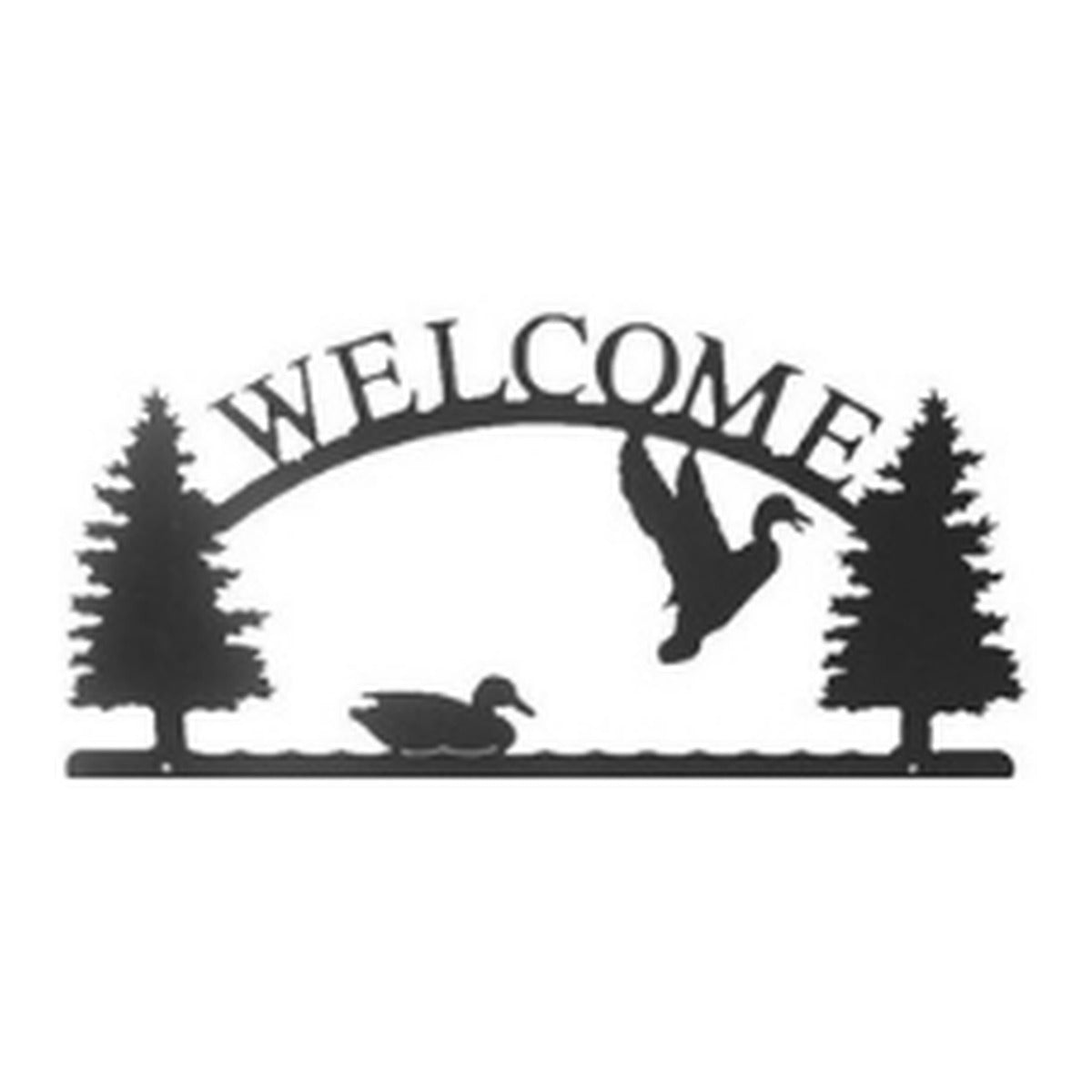 Duck & Decoy – Welcome Sign with Scene, Pine Trees