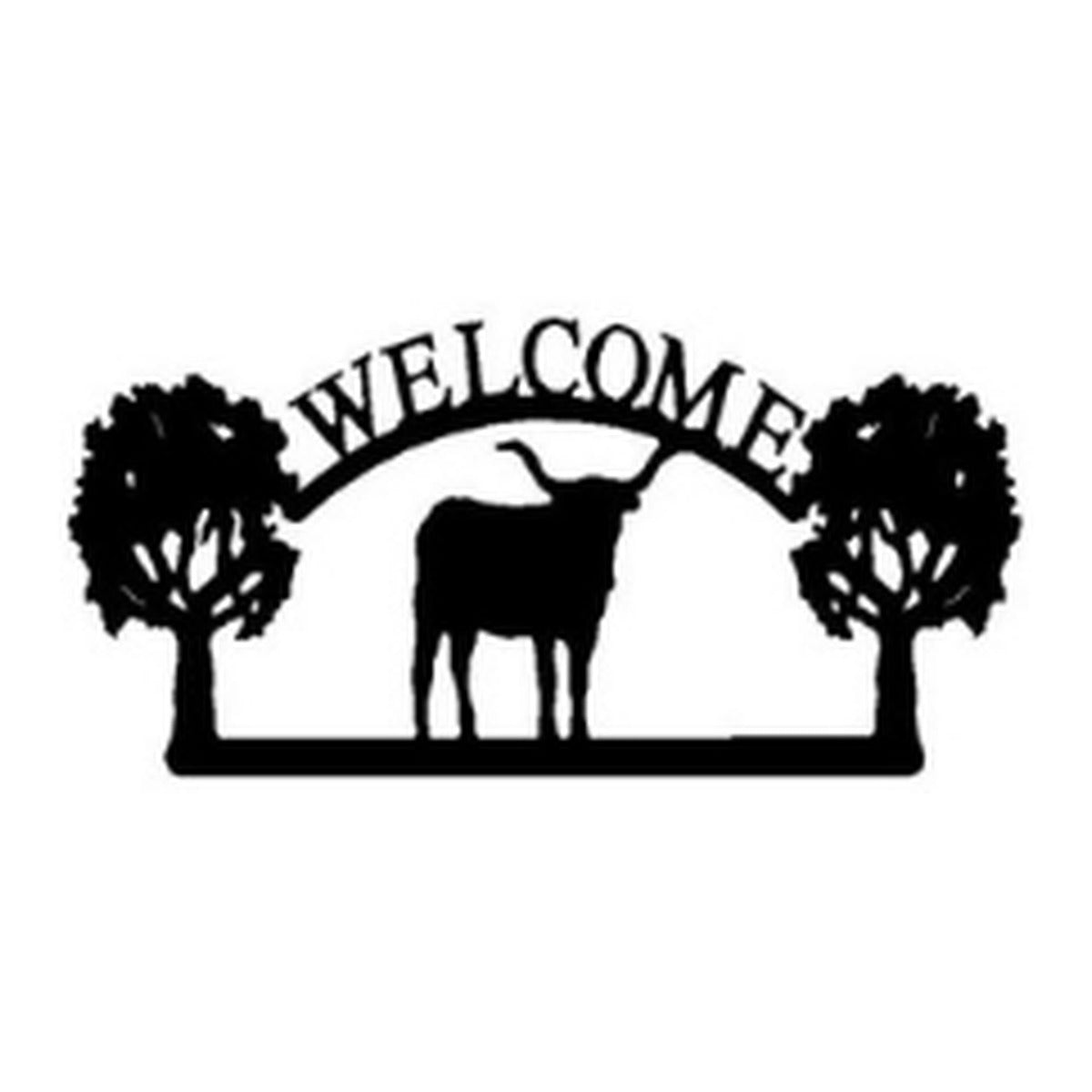 Longhorn – Welcome Sign with Scene, Oak Trees
