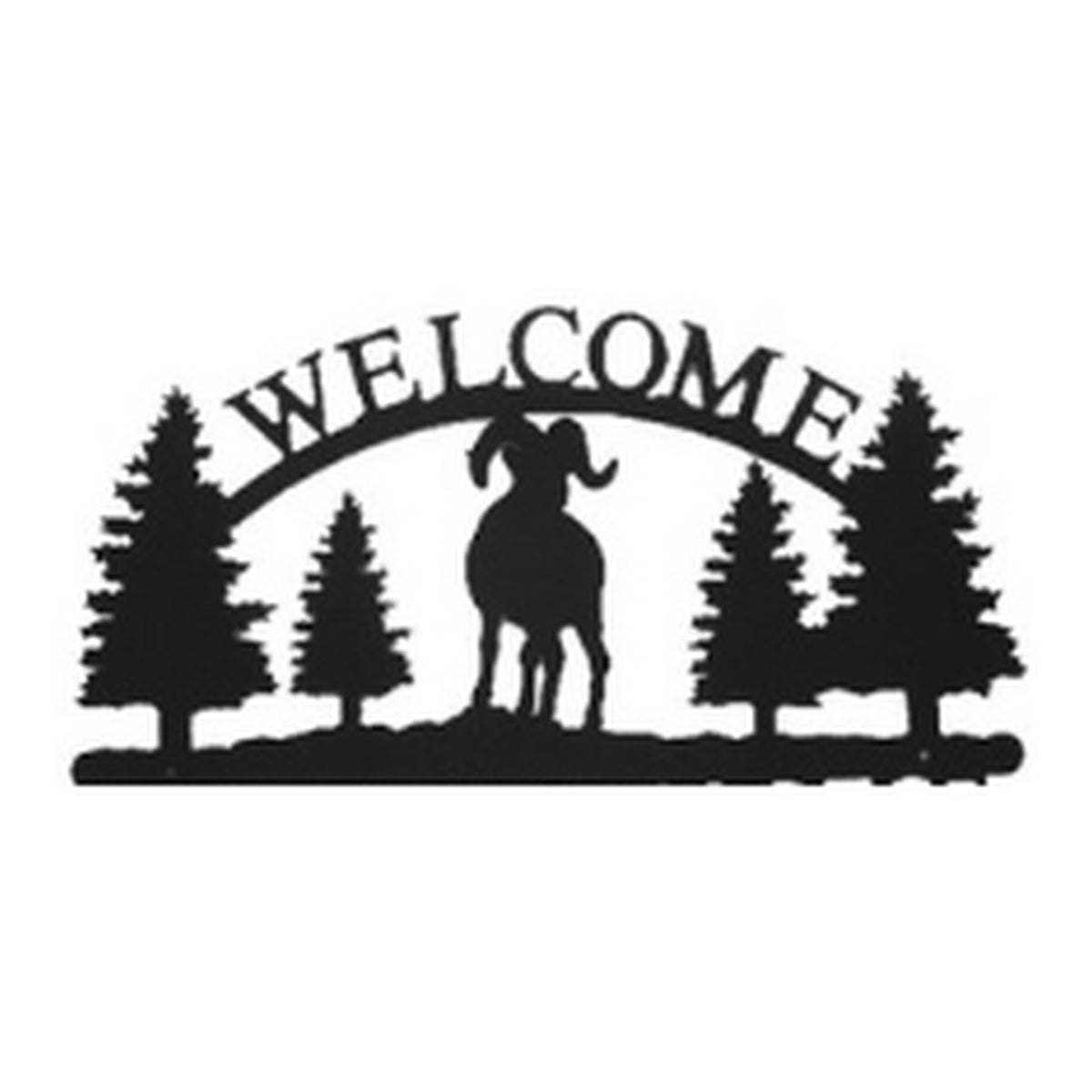 Rearing Horse & Rider in the Pines – Welcome Sign with Scene, Pine Trees