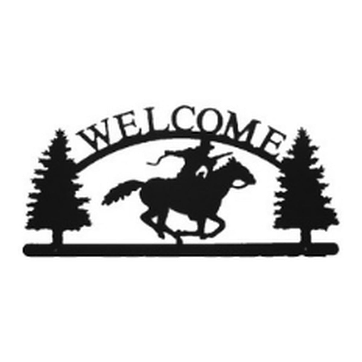 Racing Rider – Welcome Sign with Scene, Pine Trees
